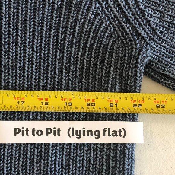 Bass Size L/G Men's Long Sleeve 1/4 Zip Heather Blue Sweater - Picture 4 of 14